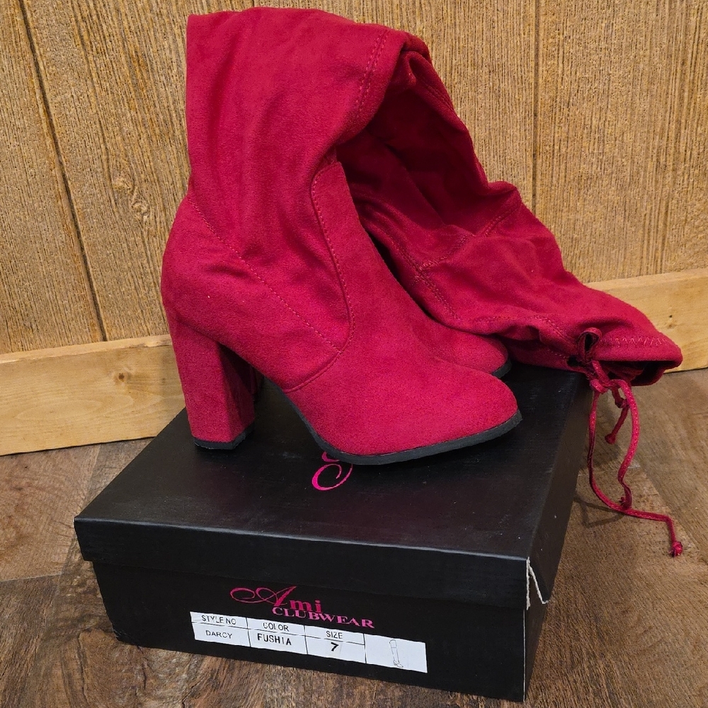 Ami Clubwear Darcy Fushia Over The Knee Boot Size 7